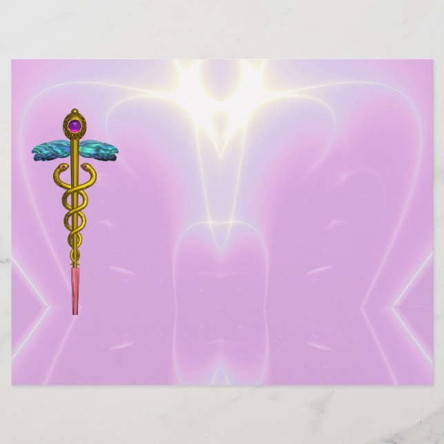 LÁMINA SÍMBOLO MÉDICO CADUCEO DE ORO (Anverso)