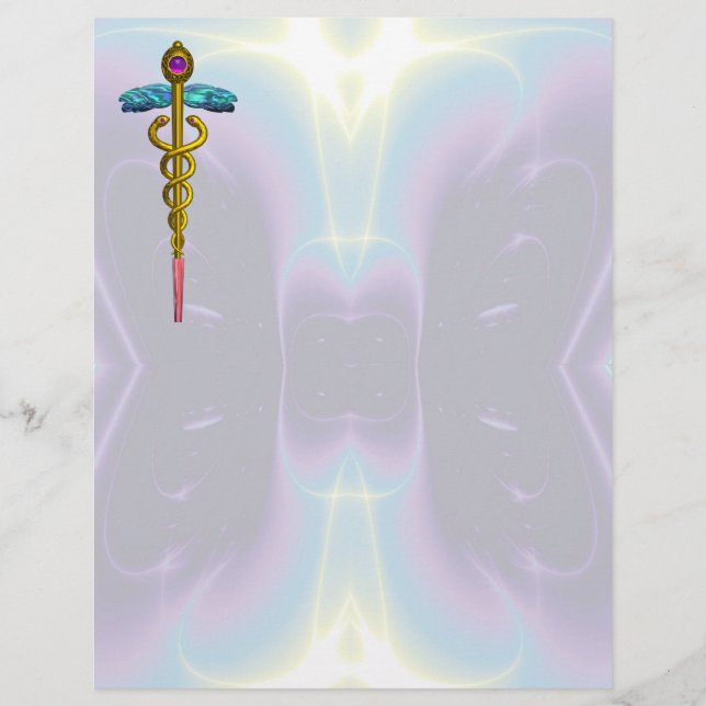 LÁMINA SÍMBOLO MÉDICO CADUCEO DE ORO (Anverso)