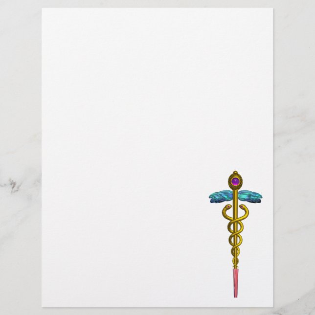 LÁMINA SÍMBOLO MÉDICO CADUCEO DE ORO (Anverso)