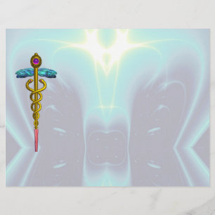 LÁMINA SÍMBOLO MÉDICO CADUCEO DE ORO