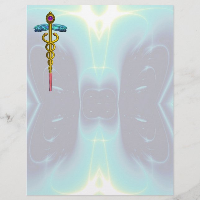 LÁMINA SÍMBOLO MÉDICO CADUCEO DE ORO (Anverso)