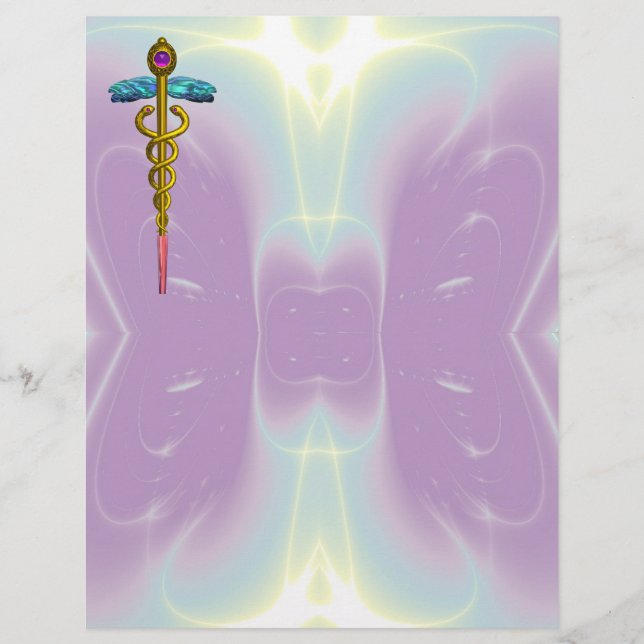 LÁMINA SÍMBOLO MÉDICO CADUCEO DE ORO (Anverso)