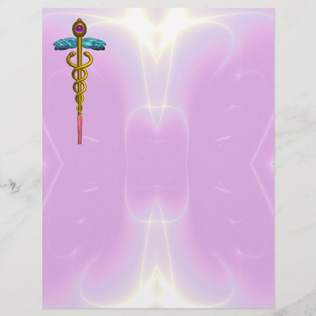 LÁMINA SÍMBOLO MÉDICO CADUCEO DE ORO (Anverso)