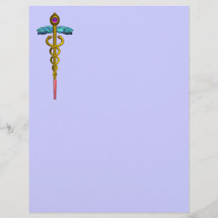 LÁMINA SÍMBOLO MÉDICO CADUCEO DE ORO