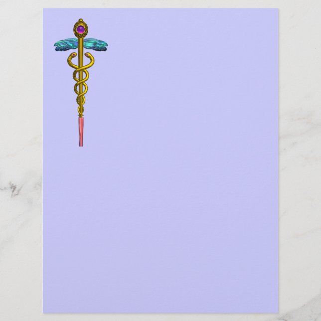 LÁMINA SÍMBOLO MÉDICO CADUCEO DE ORO (Anverso)