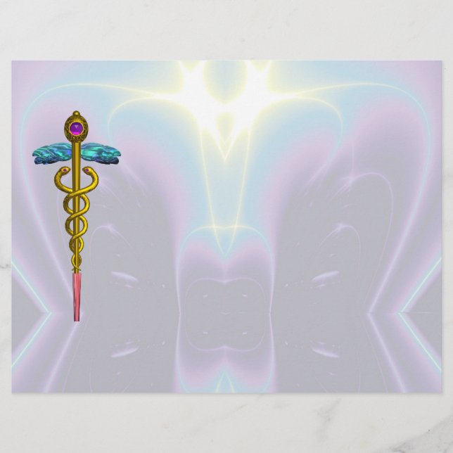 LÁMINA SÍMBOLO MÉDICO CADUCEO DE ORO (Anverso)