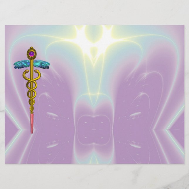 LÁMINA SÍMBOLO MÉDICO CADUCEO DE ORO (Anverso)
