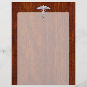 Lámina Símbolo médico del Caduceo plateado Decoración de 