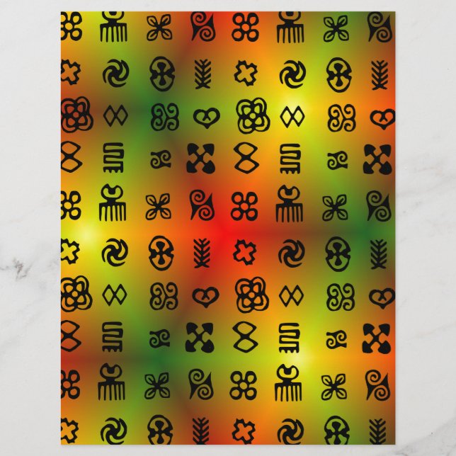 Lámina Símbolos Adinkra con colores africanos (Anverso)