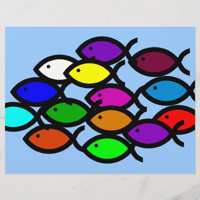 Lámina Símbolos de peces cristianos - Escuela Arcoiris - (Anverso)