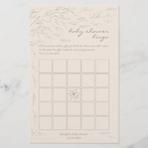 Lámina Simple Baby Shower beige Bingo Juego Idea