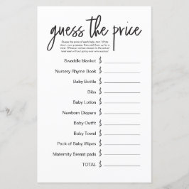 Lámina Simple Baby Shower Game Guess the Price