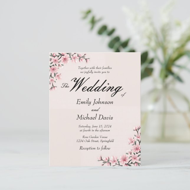 Lámina simple boda japonés de flores de cerezo (Anverso de pie)