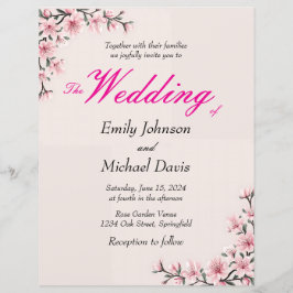 Lámina simple boda japonés de flores de cerezo