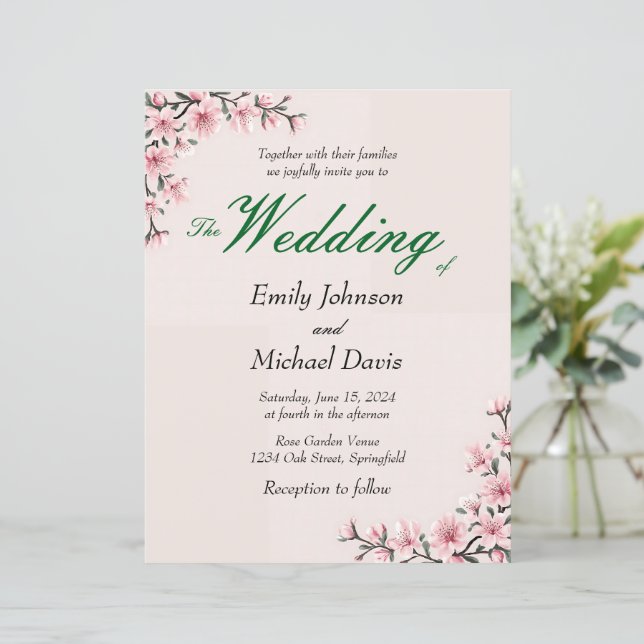 Lámina simple boda japonés de flores de cerezo (Anverso de pie)