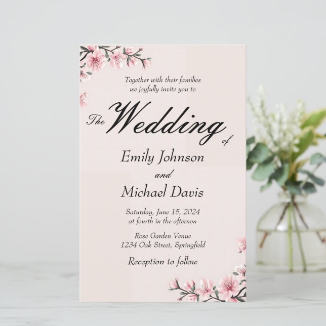 Lámina simple boda japonés de flores de cerezo (Anverso de pie)