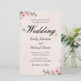 Lámina simple boda japonés de flores de cerezo