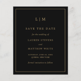 Lámina Simple Boda Presupuestaria en Negro y Oro Ahorra l