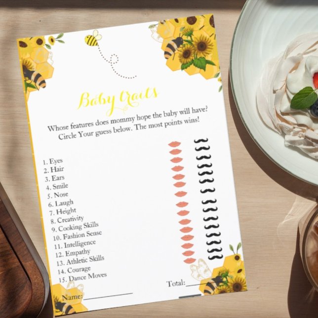 Lámina Simple bumble bee baby trait baby shower game (Subido por el creador)