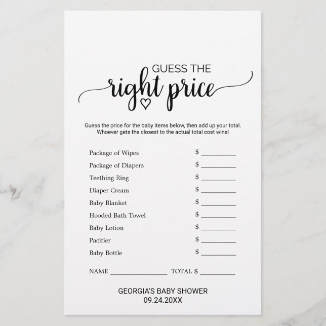 Lámina Simple caligrafía negra lo que hay en tu juego de  (Anverso)