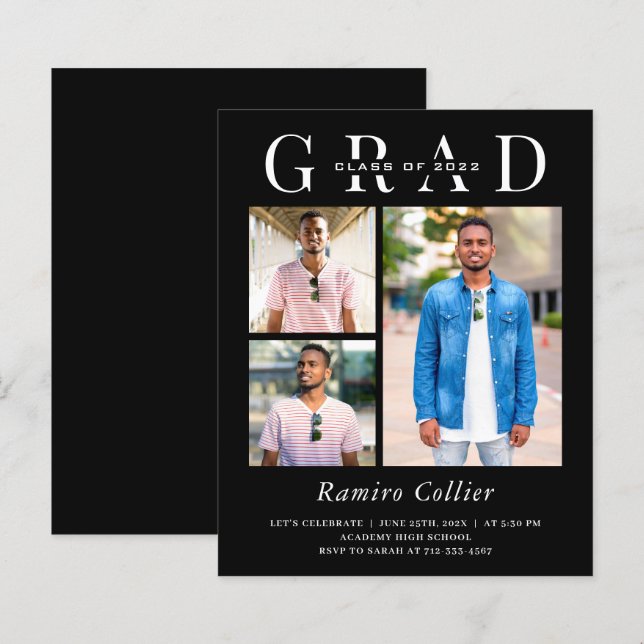 Lámina Simple celebración de graduación fotográfica en bl (Anverso / Reverso)