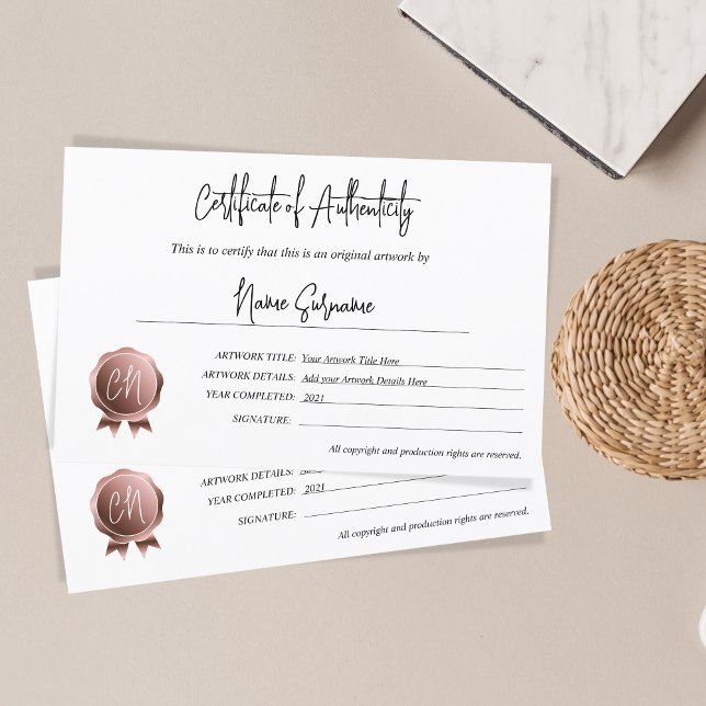 Lámina Simple Certificado de autenticidad de la ilustraci (Subido por el creador)