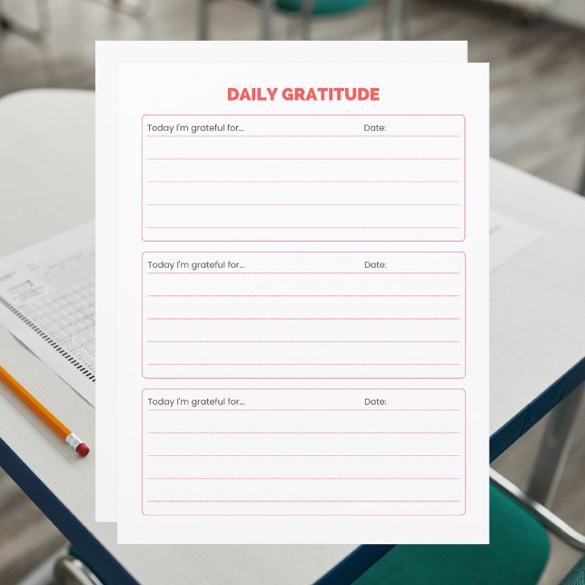 Lámina Simple Daily Gratitude Journal Worksheet (Subido por el creador)