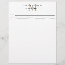 Simple desde la receta del monograma de cocina de 