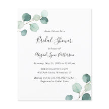 Simple Eucalyptus Presupuesto Invitación a la duch