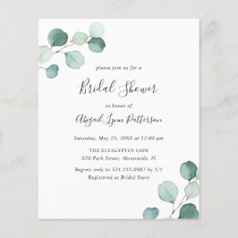 Lámina Simple Eucalyptus Presupuesto Invitación a la duch