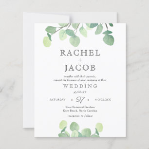 Lámina Simple Eucalyptus Watercolor Greenery Boda Invi