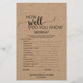 Lámina Simple Faux Kraft ¿Conoce el juego de la novia?