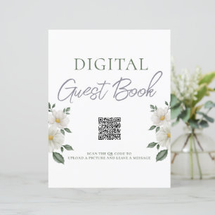 Lámina Simple Floral Digital Guest Book Rótulo de código 