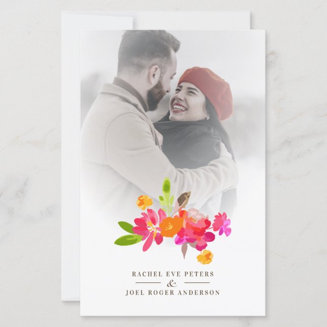 Lámina Simple Floral Garland Romantic Photo Wedding (Anverso)