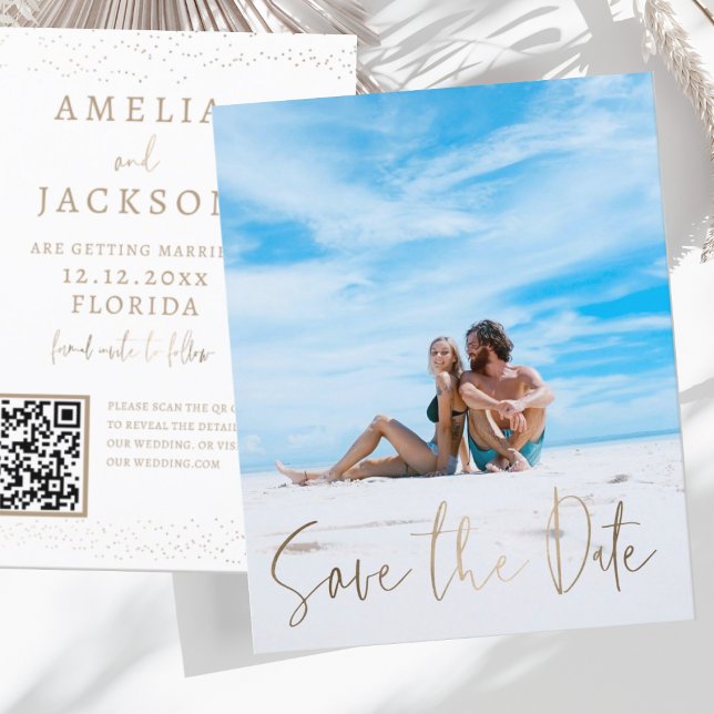 Lámina Simple Gold Save the Date Budget Photo (Subido por el creador)