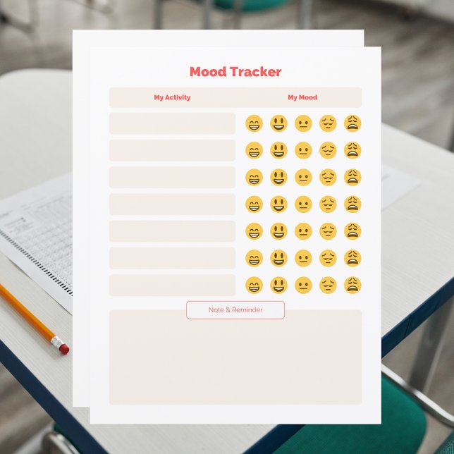 Lámina Simple Homeschool Mood Tracker Worksheet (Subido por el creador)