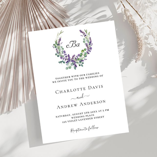 Lámina Simple invitación a la boda de flores violetas de  (Subido por el creador)