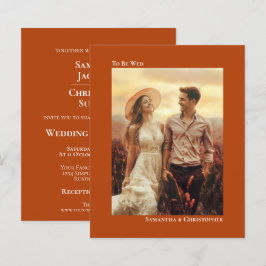 Lámina Simple Invitación de Boda con Foto Naranja Óxido P