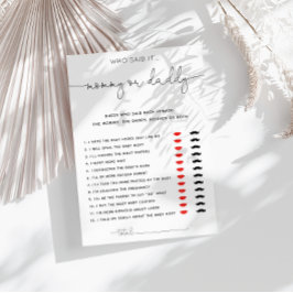 Lámina Simple juego de mamá o papá de caligrafía negra