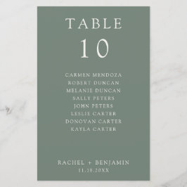Lámina Simple Minimal Sage Green Wedding Seating Chart