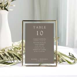 Lámina Simple Minimal Taupe Wedding Seating Chart