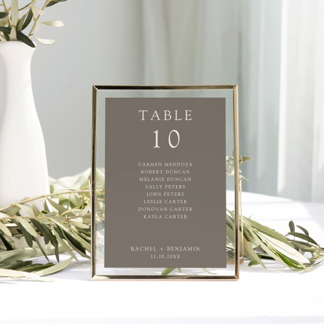 Lámina Simple Minimal Taupe Wedding Seating Chart (Subido por el creador)