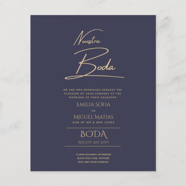 Lámina Simple Nuestra BODA Boda Español Sólo Texto Inv (Anverso)