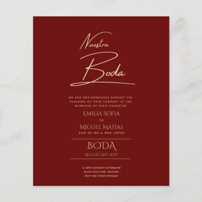 Lámina Simple Nuestra BODA Boda Español Sólo Texto Inv (Anverso)