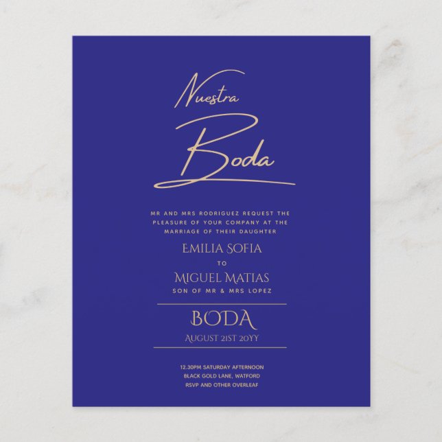 Lámina Simple Nuestra BODA Boda Español Sólo Texto Inv (Anverso)