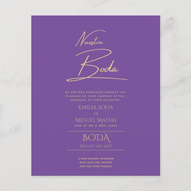 Lámina Simple Nuestra BODA Boda Español Sólo Texto Inv (Anverso)