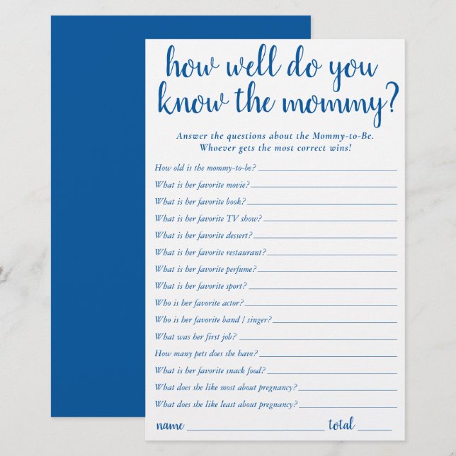 Lámina Simple Qué Bien Conoce A Mamá | Blue Keepsake (Anverso / Reverso)