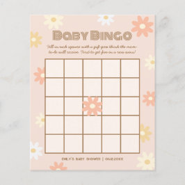 Lámina Simple Retro Boho Daisy Juego de Bingo Baby Shower