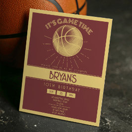 Lámina Simple Retro Oro Baloncesto Presupuesto cumpleaños