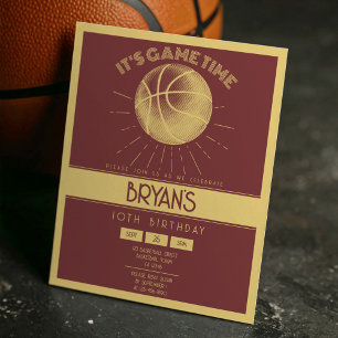 Lámina Simple Retro Oro Baloncesto Presupuesto cumpleaños